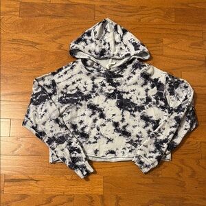 DYI Medium Blue Crop Tie-Dye Hooded Sweatshirt
